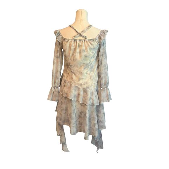 Vogue Deconstructed Fairy Dress S Ruffle Tiered Flowy Asymmetrical Soft Romance - Picture 3 of 10